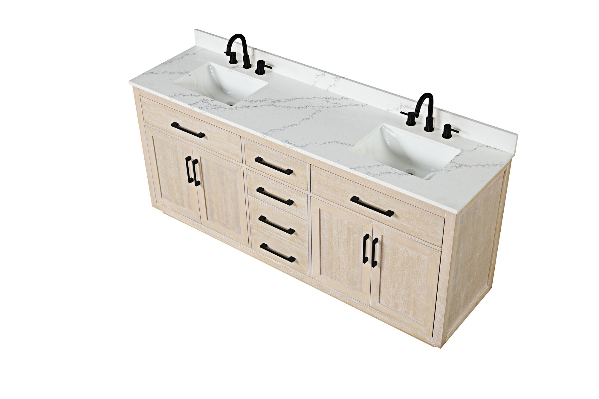 Gracie Oaks 80" Bathroom Vanity With Double Sink, Freestanding Modern ...